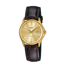 ساعة كاسيو براون جينيون ليذر ستراب للنساء LTP-1183Q-9ADF