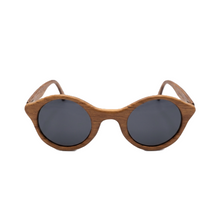 Handcrafted Wooden Iconic Round Black Lens Color Sunglasses