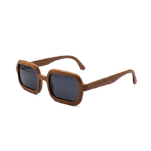Handcrafted Wooden Retro Rectangular Black Lens Color Sunglasses