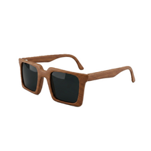 Handcrafted Wooden Square Black Lens Color Sunglasses