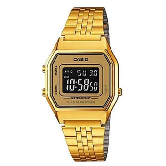 Casio Women's Black Dial Steel Band Watch - LA680WGA-9BDF