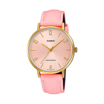 CASIO Analog Leather Watch For Women, Pink - LTP-VT01GL-4BUDF