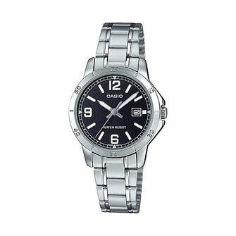 Casio Stainless Steel Band Black Dial Analog Watch for Women - LTP-V004D-1B2UDF